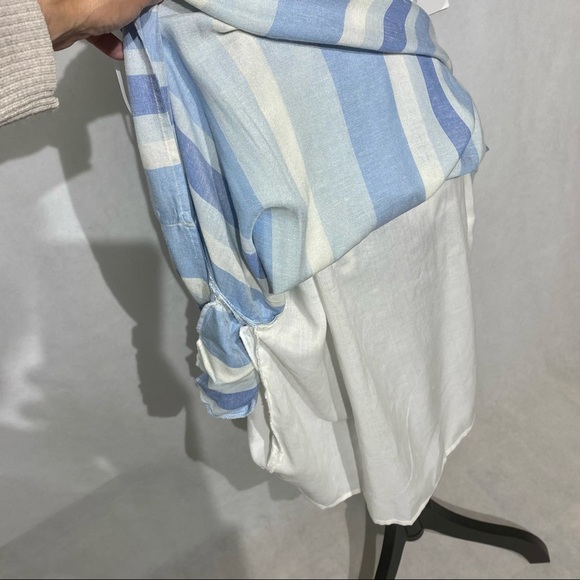 Joie NWT Chambray Blue & White Vertical Stripes Size 10 - Picture 7 of 11